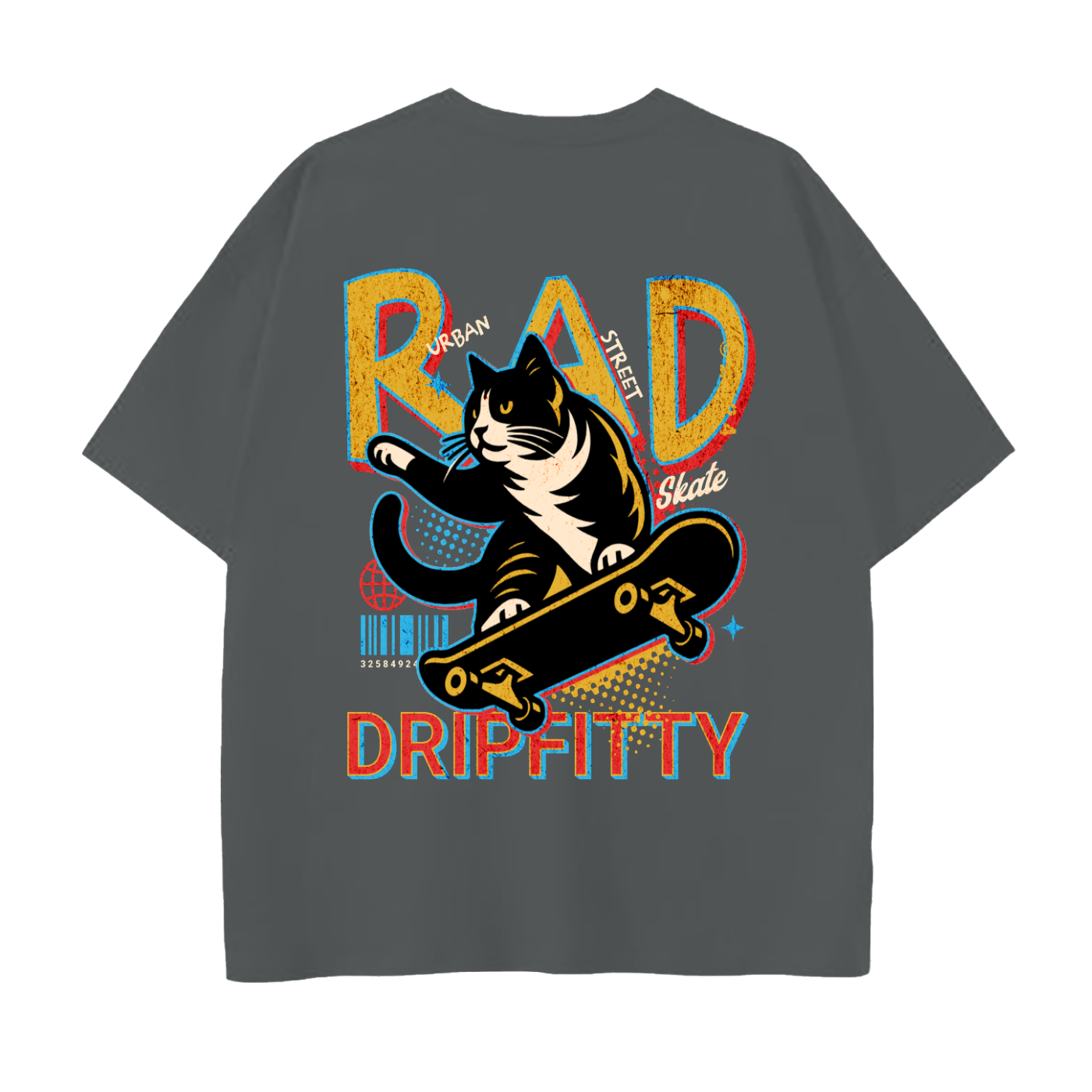 Super Skate Kitty - Drop Shoulder Cotton T-Shirt