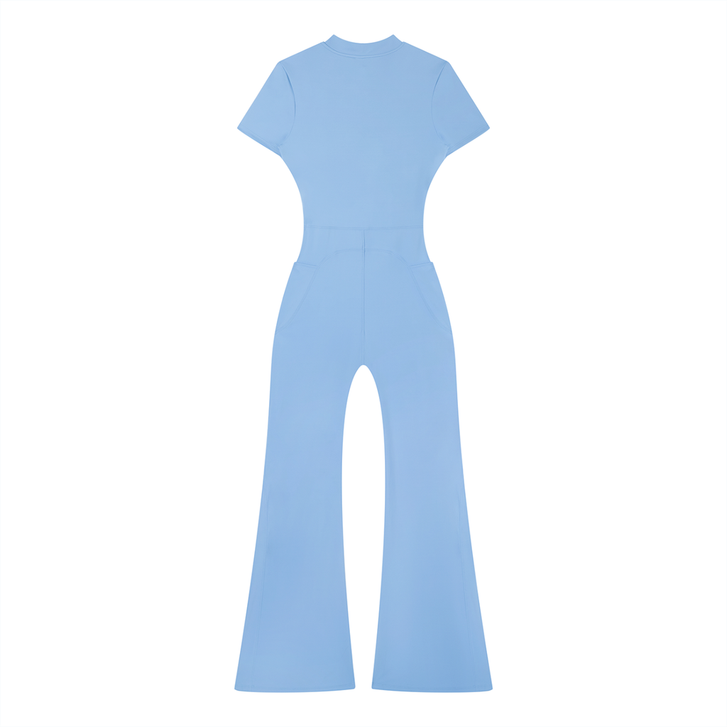 Killing It All Day - Women’s Tight Flared Leg Quarter-Zip Jumpsuit