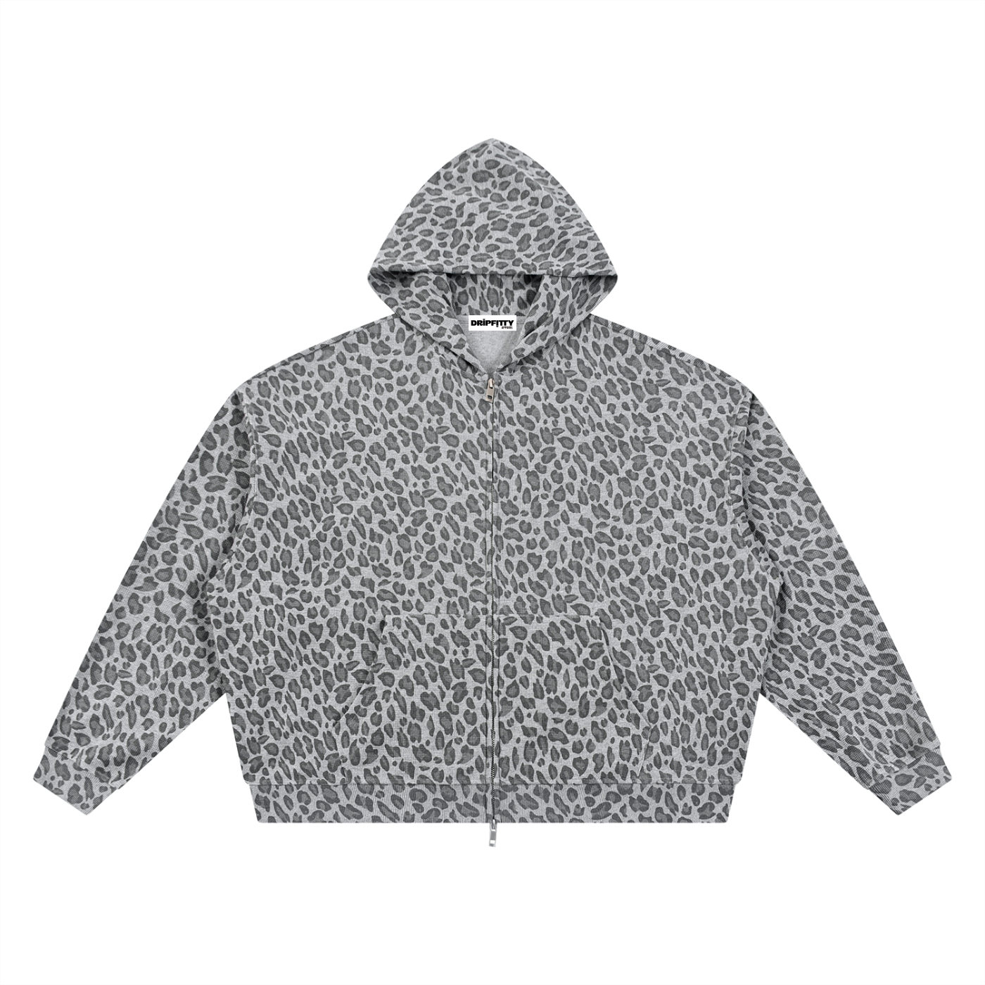 Lucky Leopard -  Unisex Leopard Print Waffle Full Zip Hoodie