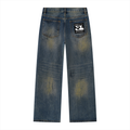 MB0034 - Men's Vintage Wash Wide Leg Denim Jeans