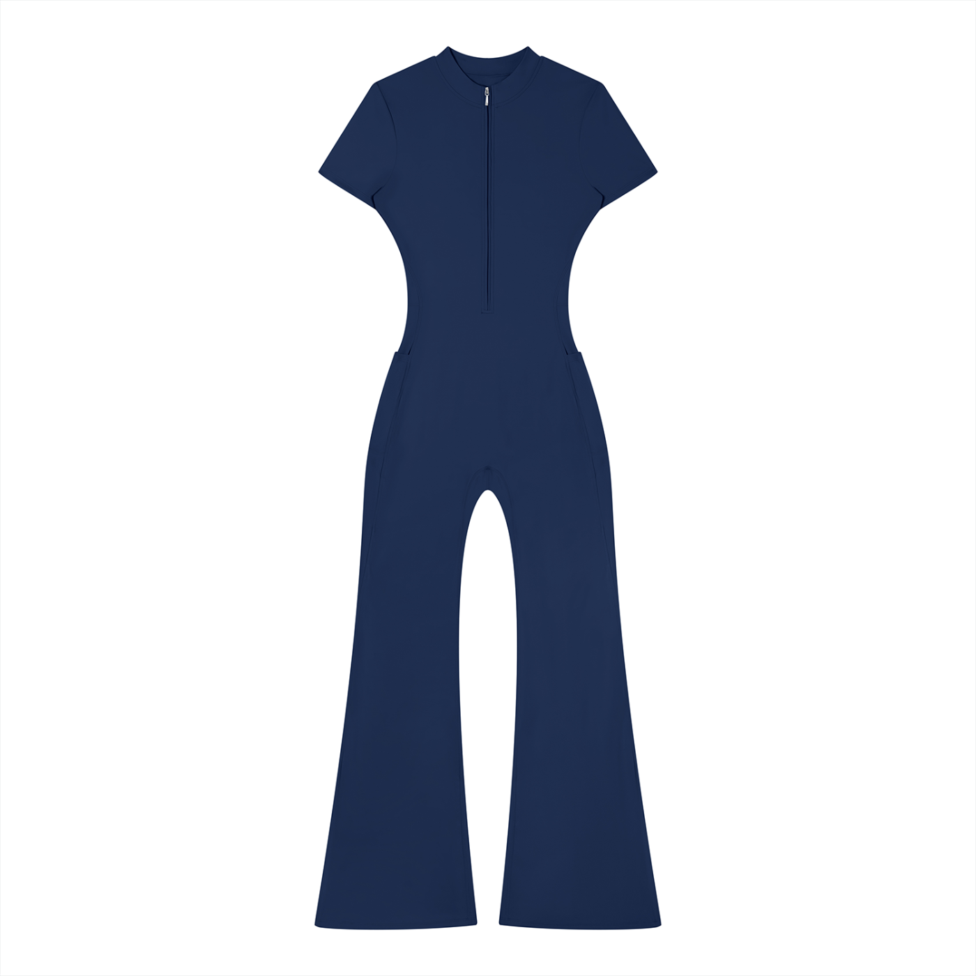 Killing It All Day - Women’s Tight Flared Leg Quarter-Zip Jumpsuit