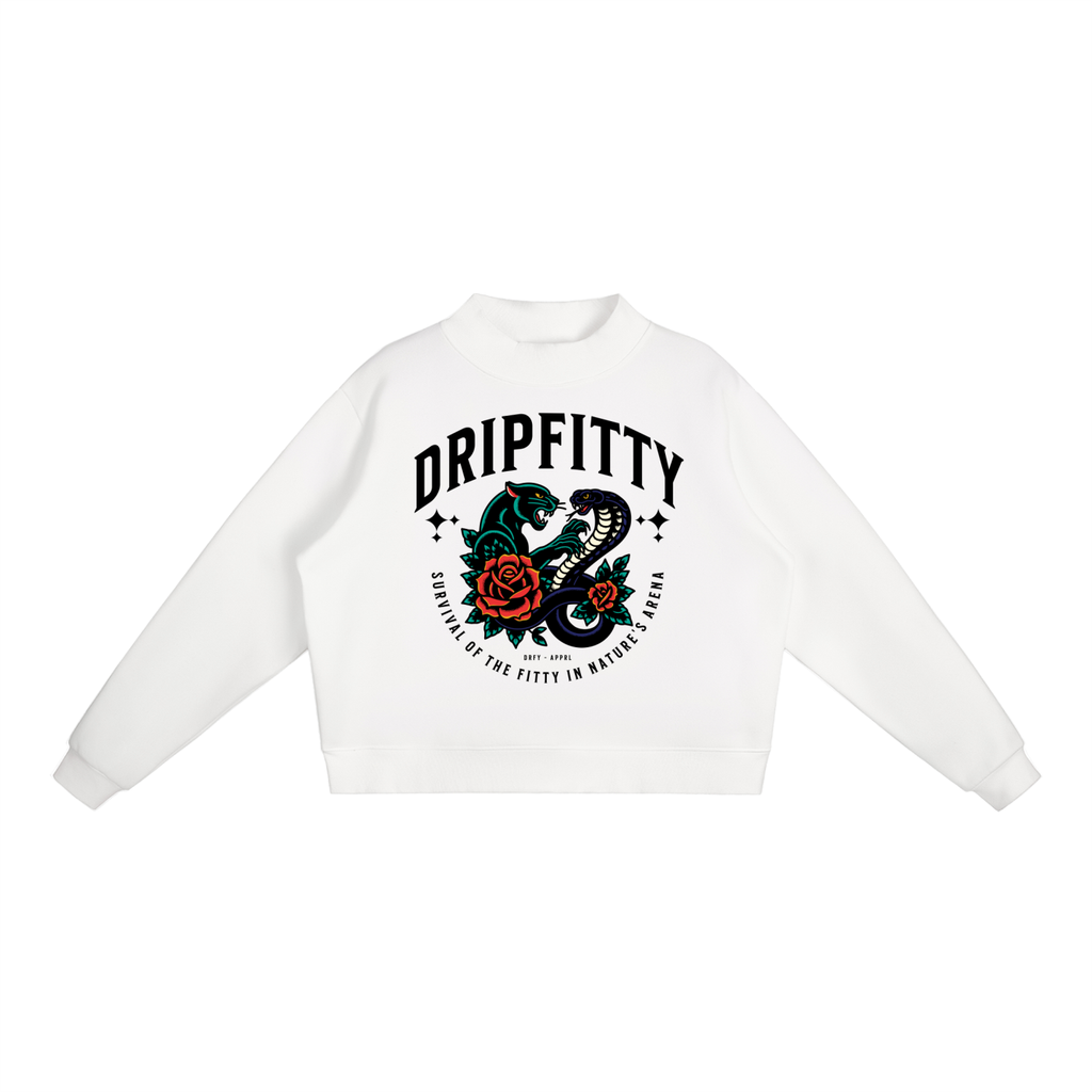 Survival of the Fitty - Essential Fleece Mock-Neck Crew Sweatshirt