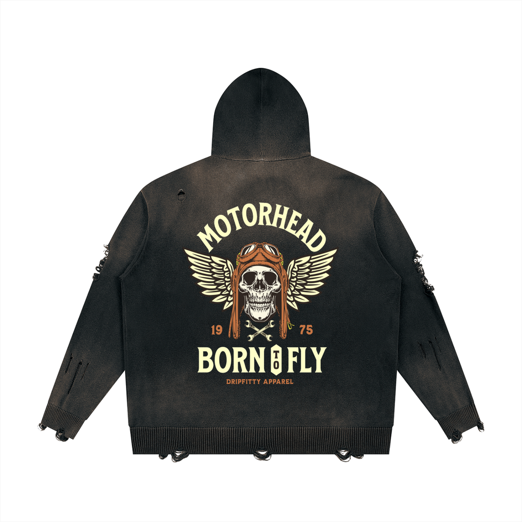 Motor Header Flyer "Apocalypse Edition" Unisex Distressed Full Zip Sweater