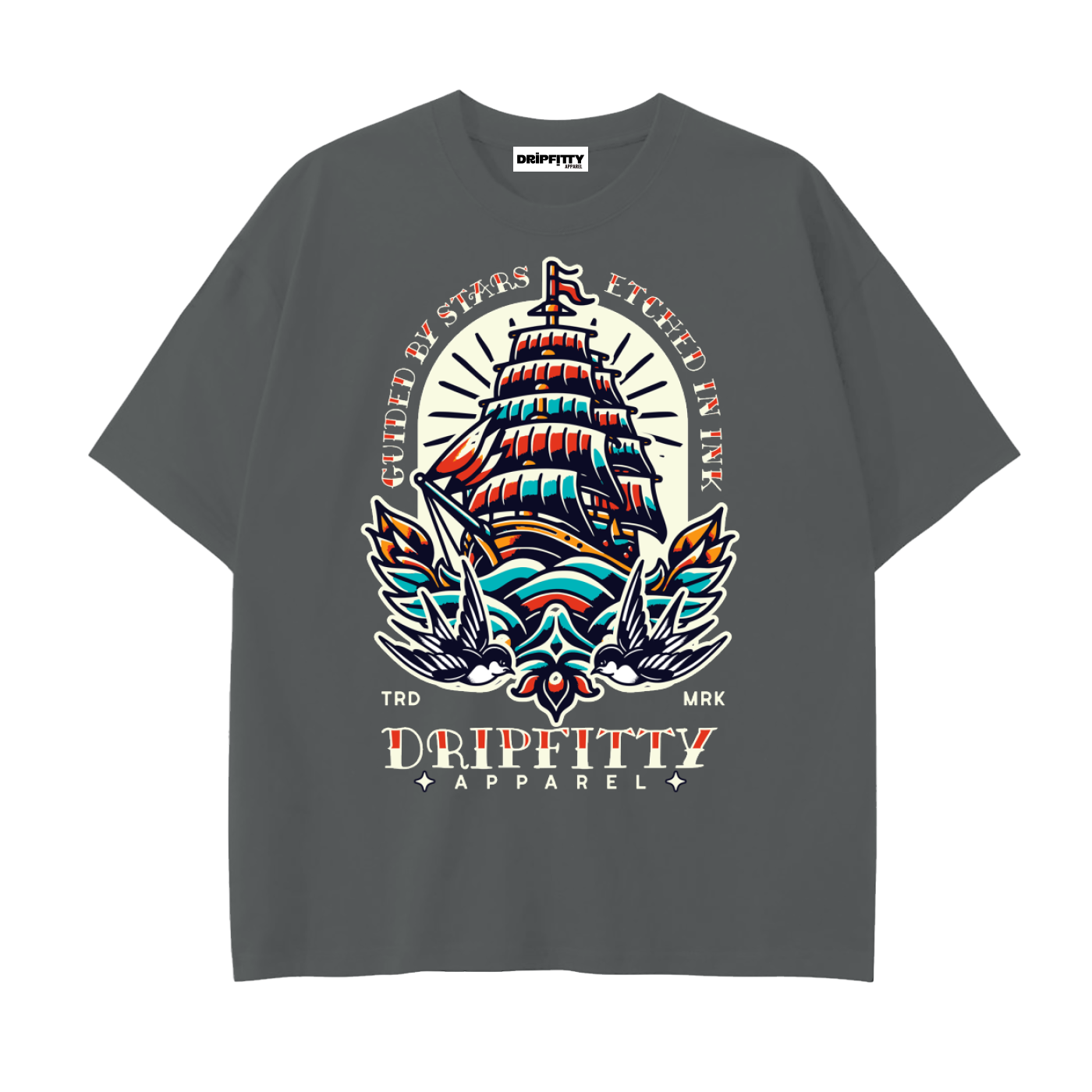 Etched in Ink - Drop Shoulder Cotton T-Shirt