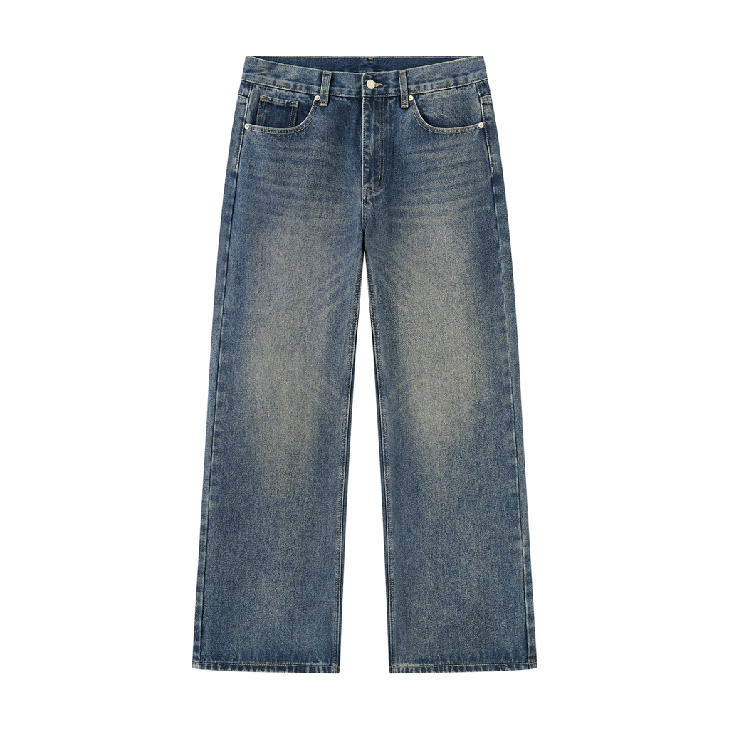 MB0037 - Men’s Vintage Wash Straight Leg Denim Jeans