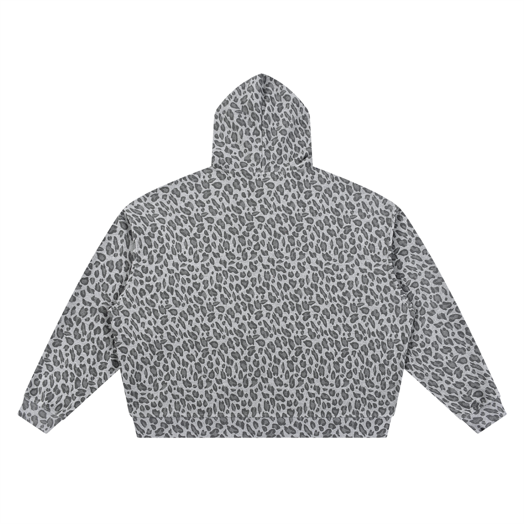 Lucky Leopard -  Unisex Leopard Print Waffle Full Zip Hoodie