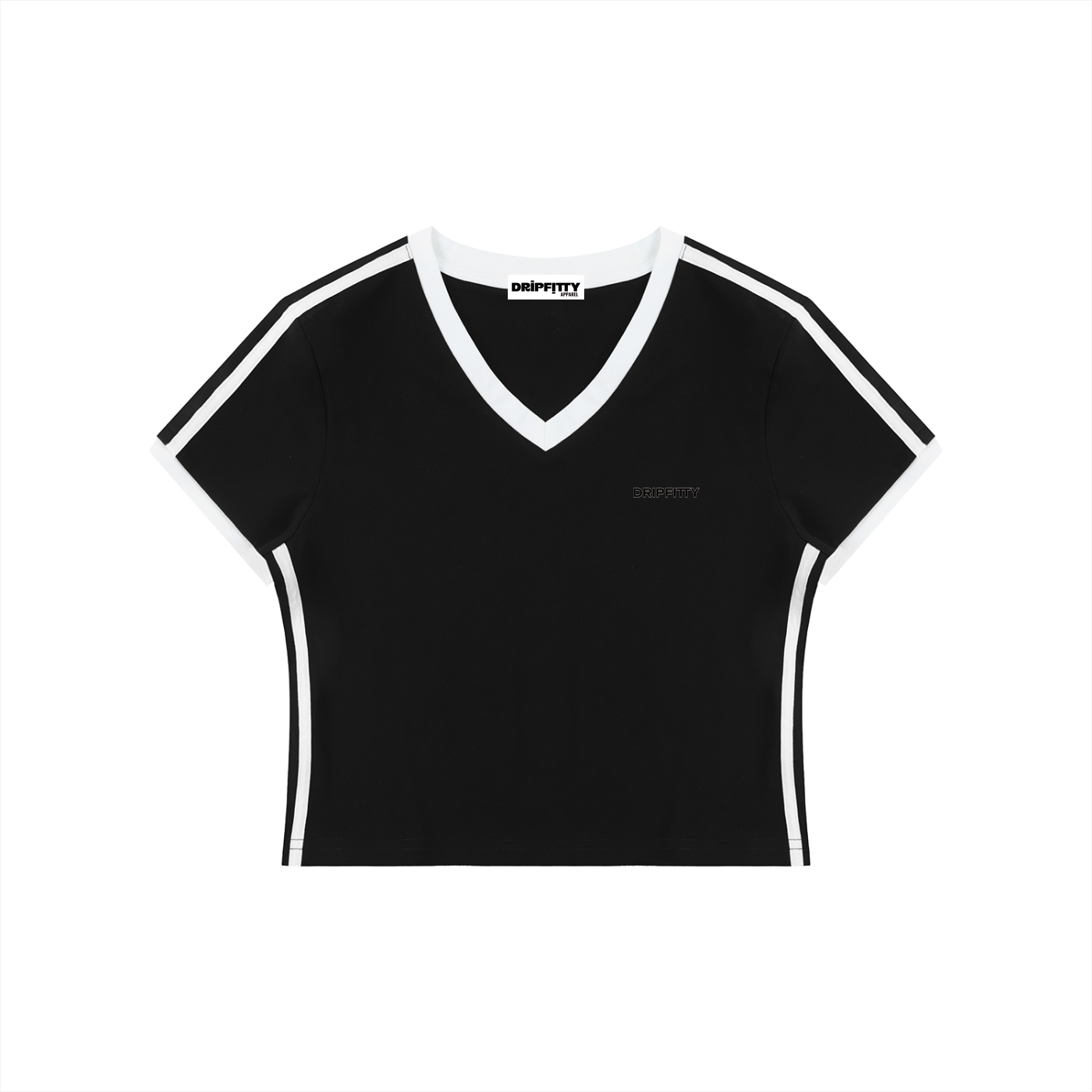 Retro Rewinder - Women's Retro Binding V-Neck Crop T-Shirt