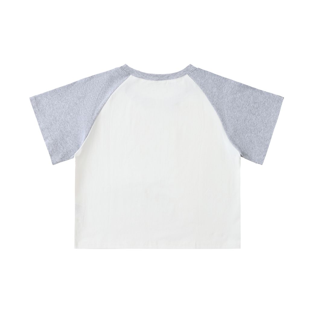 King Kitty Logo - Color-Blocked Raglan Sleeve Crop Top
