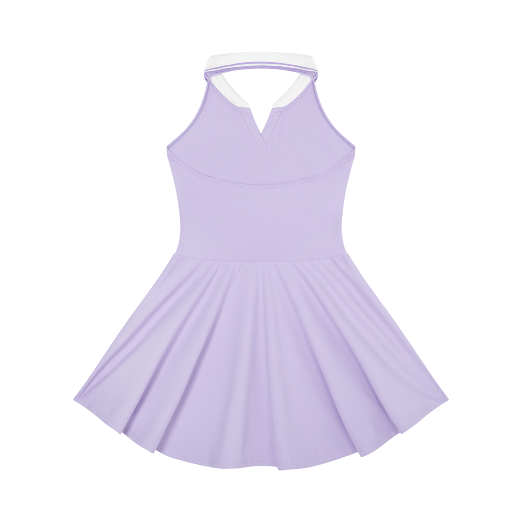Stylin Vibes - Women's Collared Halter A-Line Tennis Dress