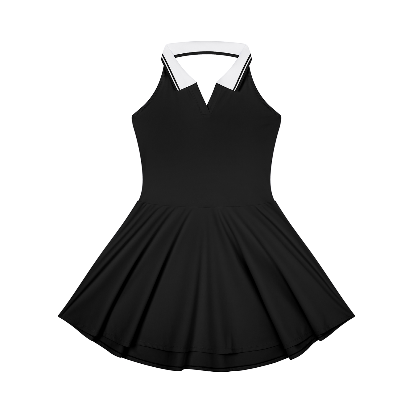 Stylin Vibes - Women's Collared Halter A-Line Tennis Dress