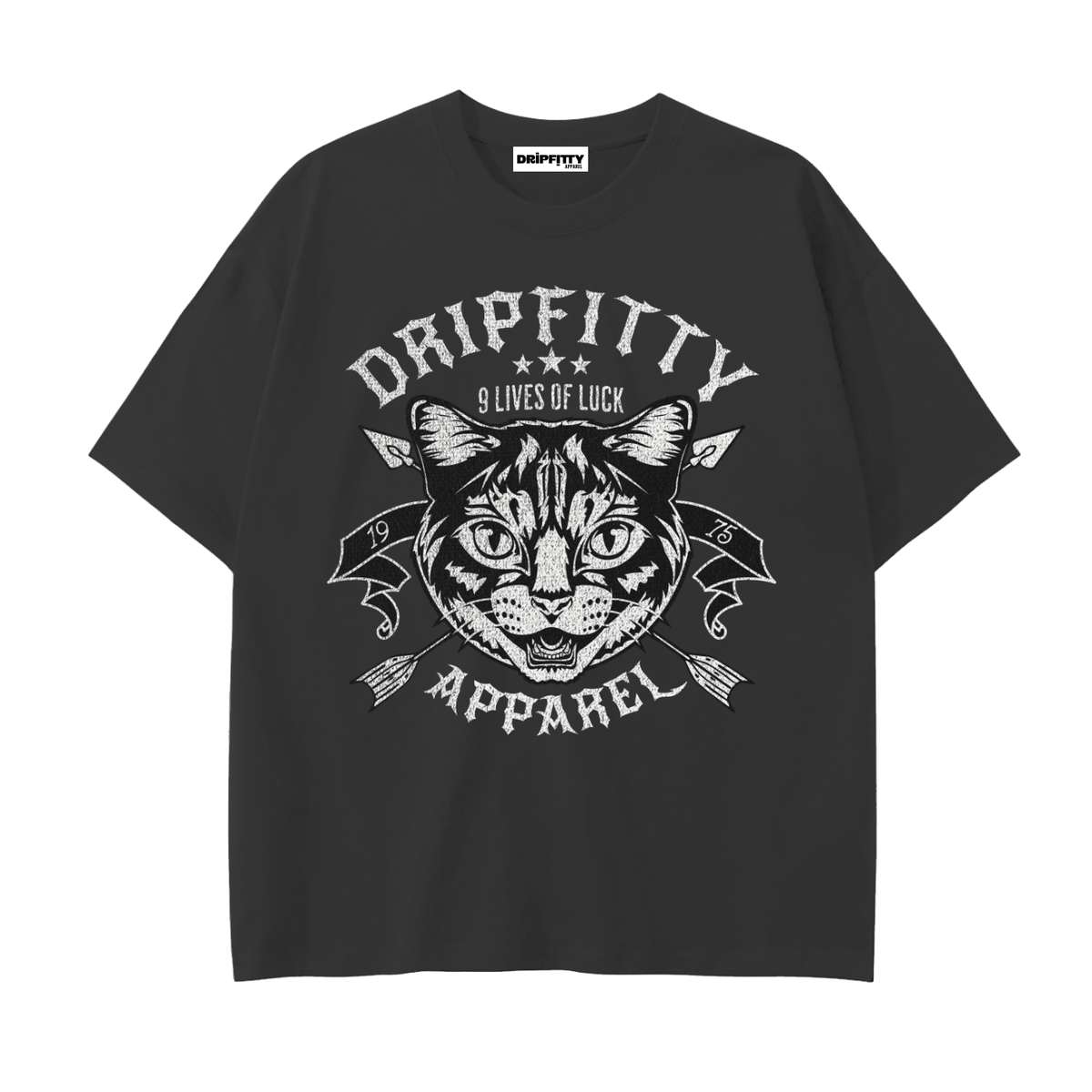 9 Lives of Luck - Drop Shoulder Cotton T-Shirt