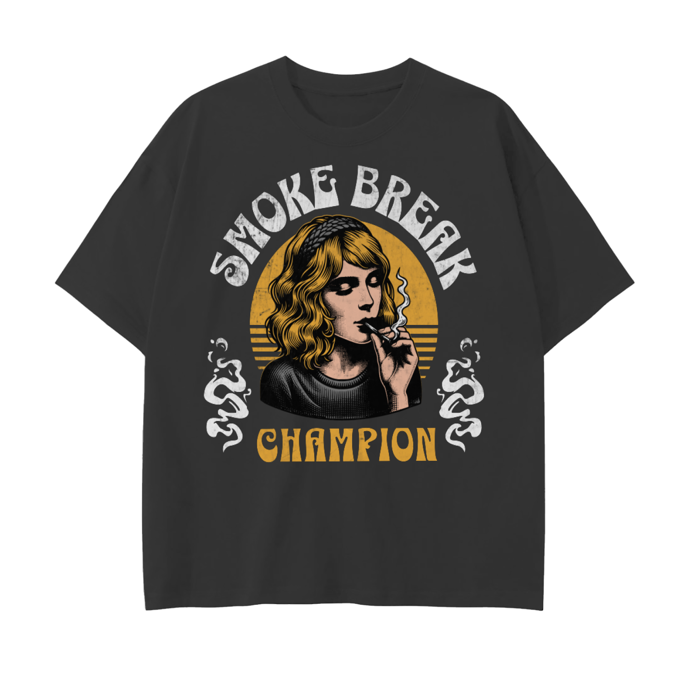 Smoke Break Champion - Drop Shoulder Cotton T-Shirt