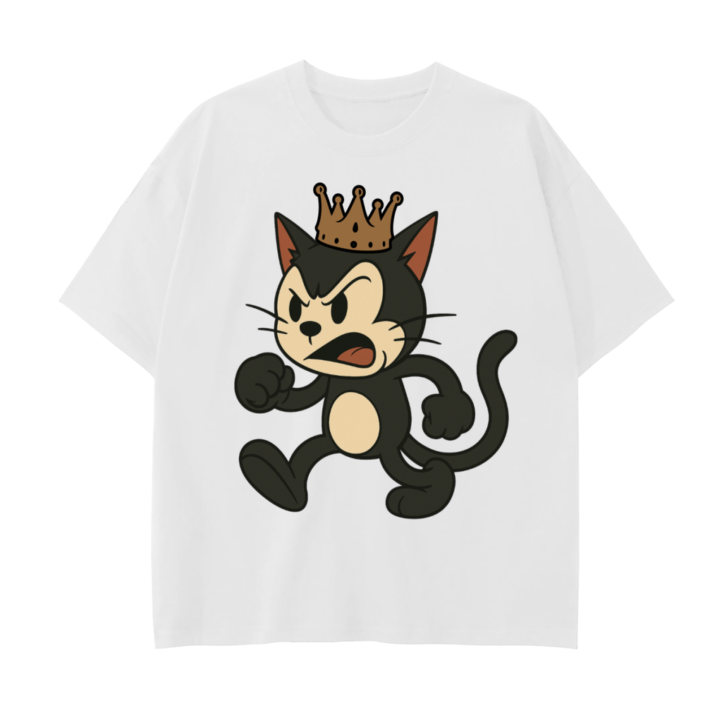 King Kitty - Drop Shoulder Cotton T-Shirt