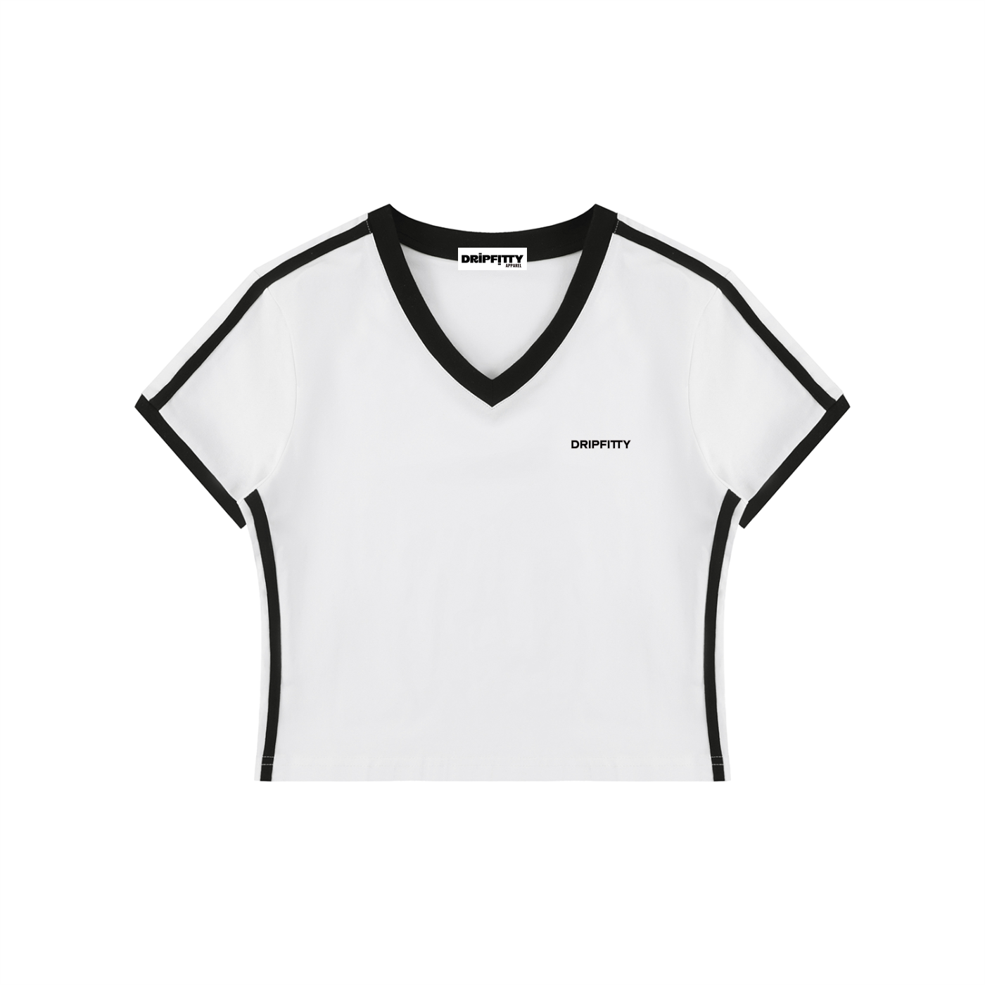 Retro Rewinder - Women's Retro Binding V-Neck Crop T-Shirt