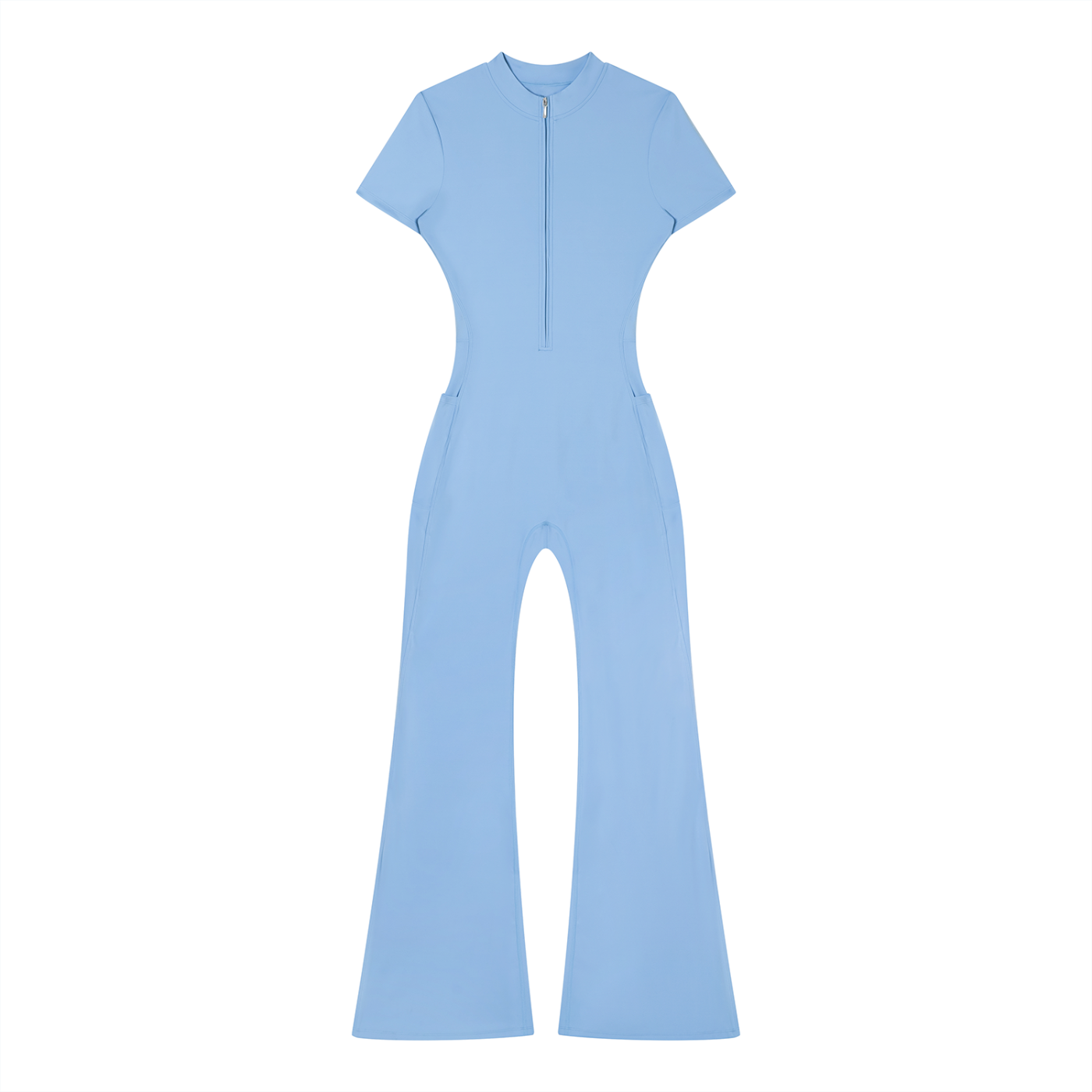 Killing It All Day - Women’s Tight Flared Leg Quarter-Zip Jumpsuit