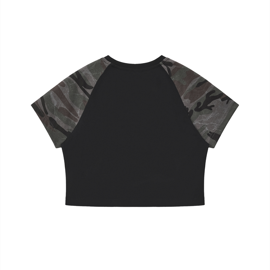 Hide N Seek Cropper - Women’s Camo Raglan Crop T-Shirt