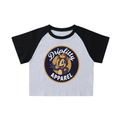 King Kitty Logo - Color-Blocked Raglan Sleeve Crop Top