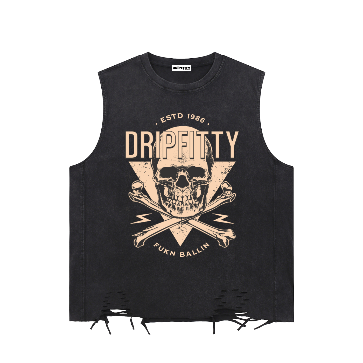 Fukin Ballin - Snow Washed Raw-Hem Tank Top