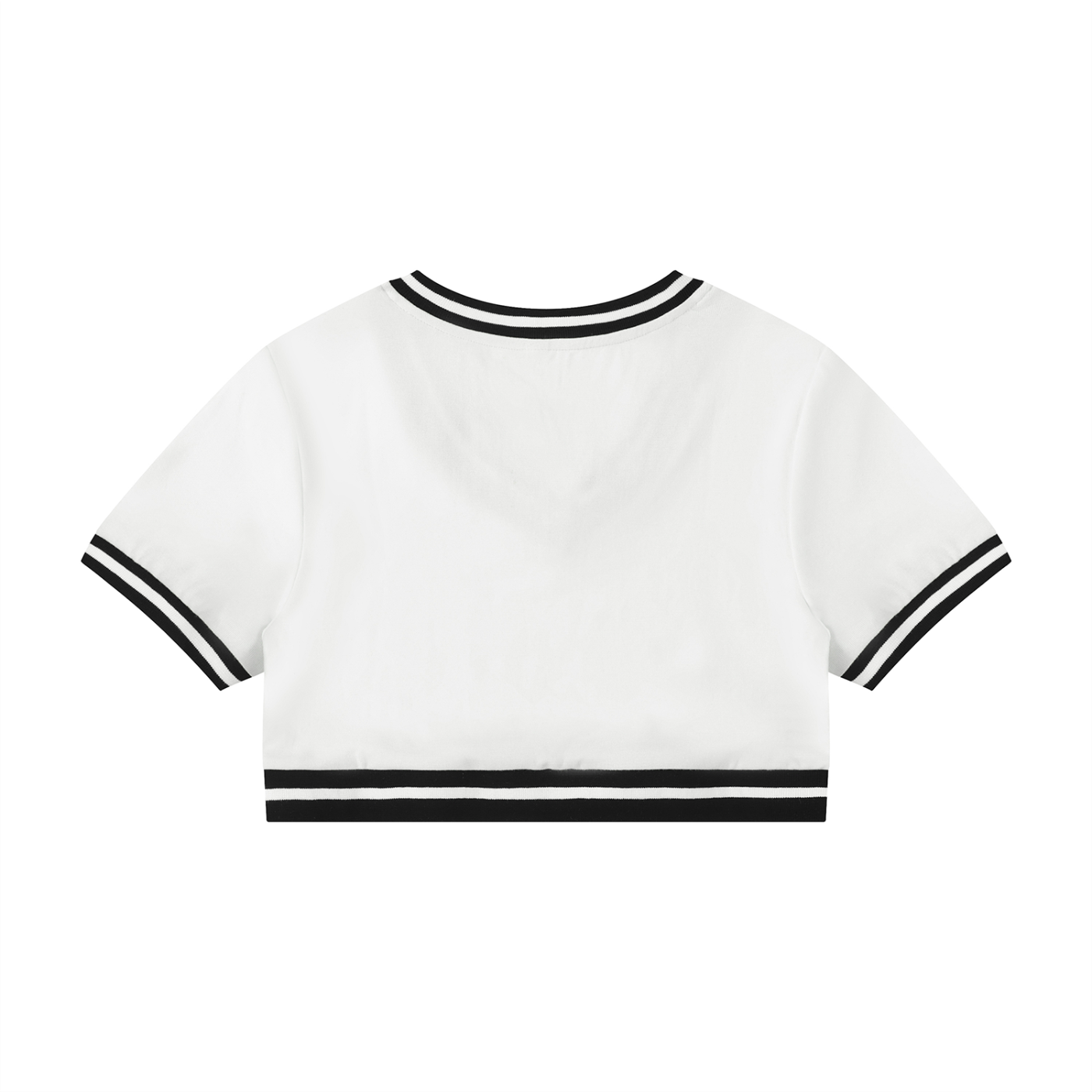 Da Crop Block -Women's Color Block V-Neck Crop T-Shirt