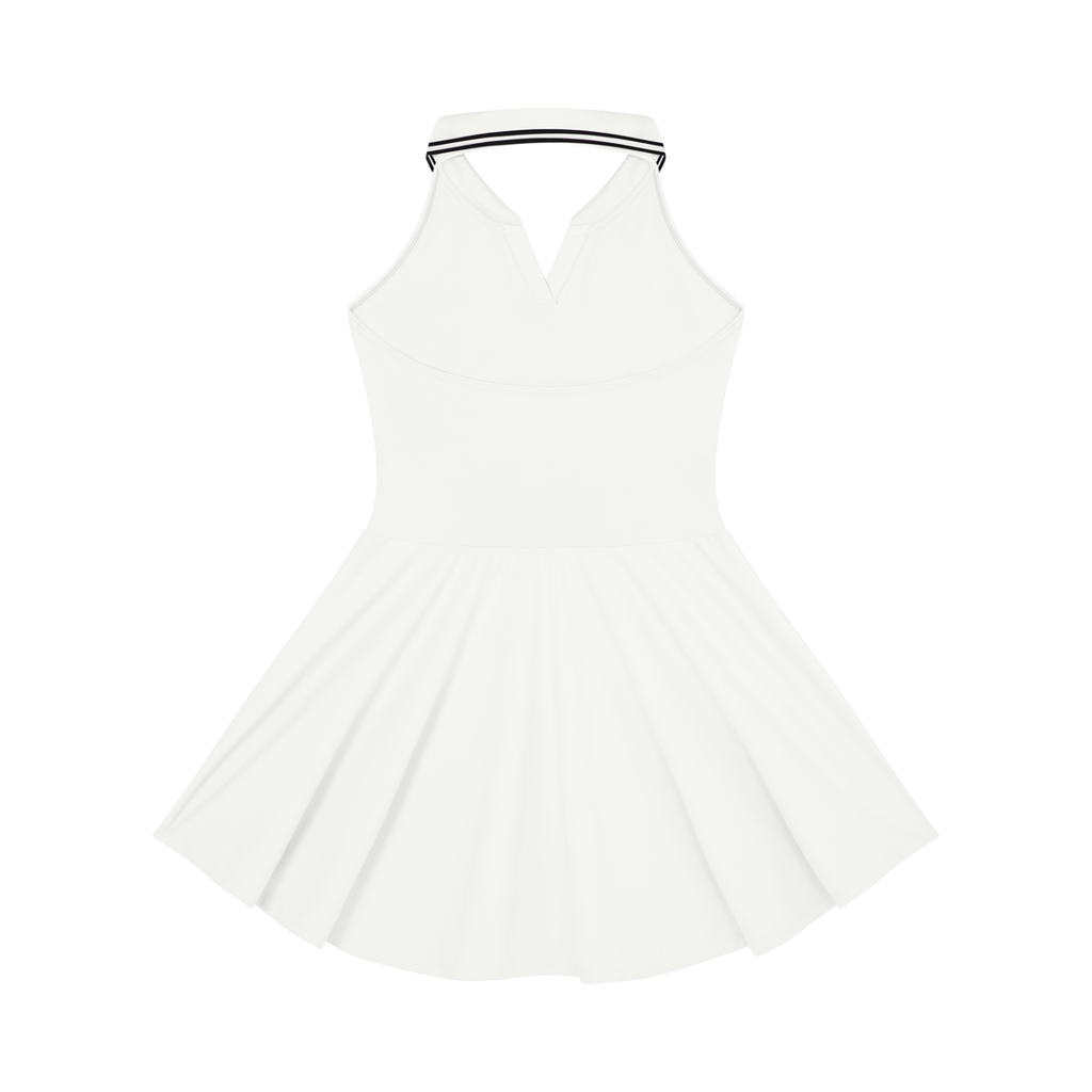 Stylin Vibes - Women's Collared Halter A-Line Tennis Dress