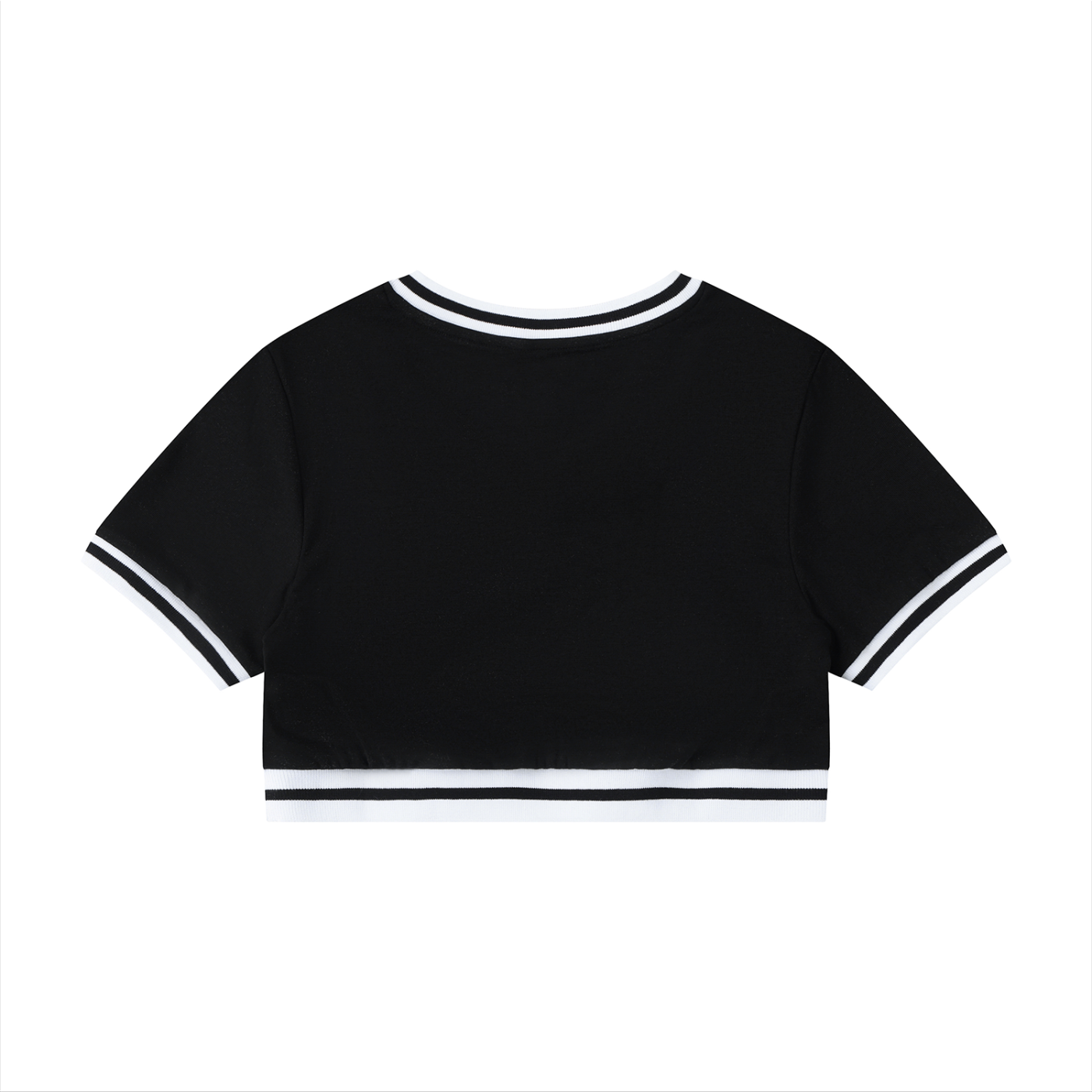 Da Crop Block -Women's Color Block V-Neck Crop T-Shirt