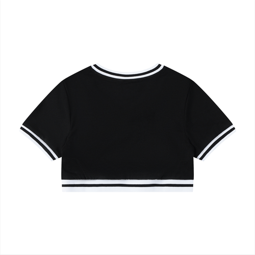 Da Crop Block -Women's Color Block V-Neck Crop T-Shirt