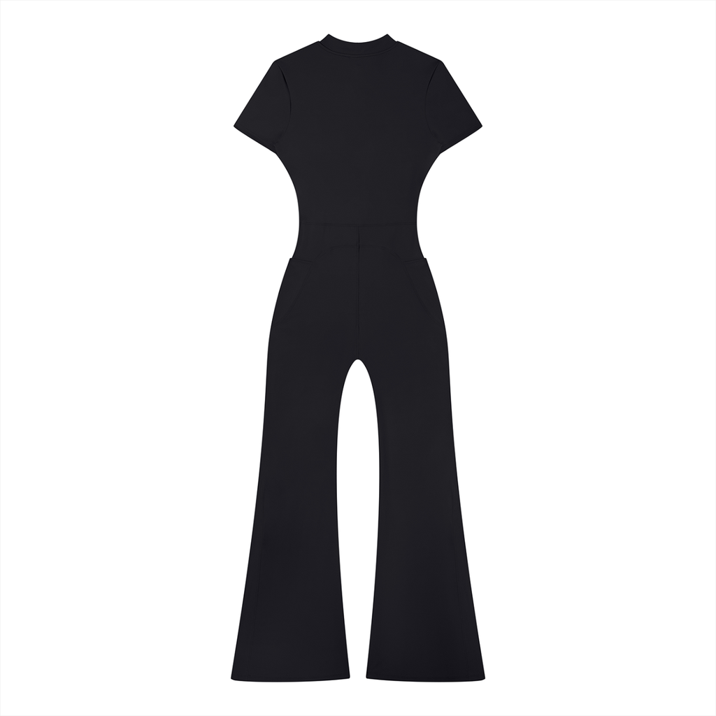 Killing It All Day - Women’s Tight Flared Leg Quarter-Zip Jumpsuit