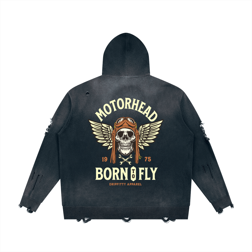 Motor Header Flyer "Apocalypse Edition" Unisex Distressed Full Zip Sweater