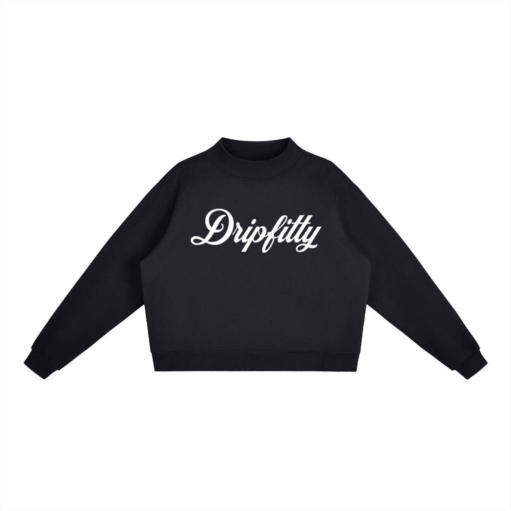 Dripfitty Mockin Around - Essential Fleece Mock-Neck Crew Sweatshirt