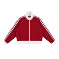 Track Star - Contrast Side Stripe Fleece Cropped Track Jacket