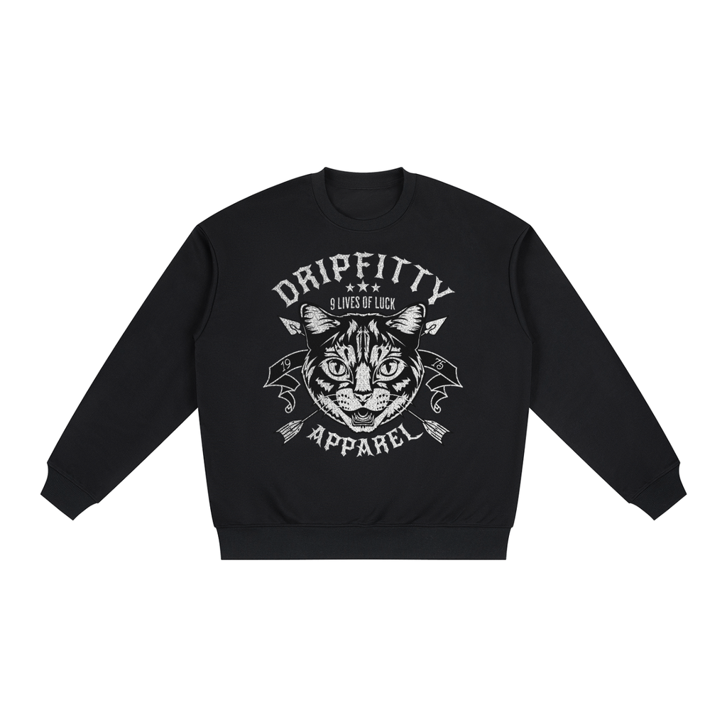 9 Lives of Luck - Oversized Drop Shoulder Crewneck Sweatshirt