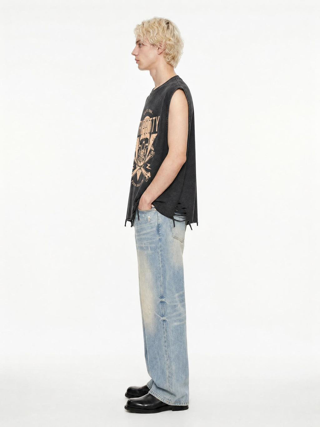 Fukin Ballin - Snow Washed Raw-Hem Tank Top