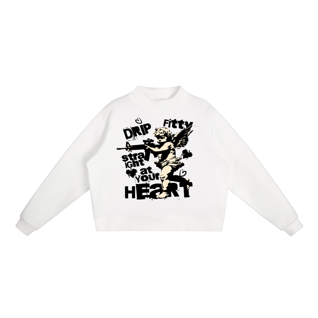 Straight Shot -  Essential Fleece Mock-Neck Crew Sweatshirt