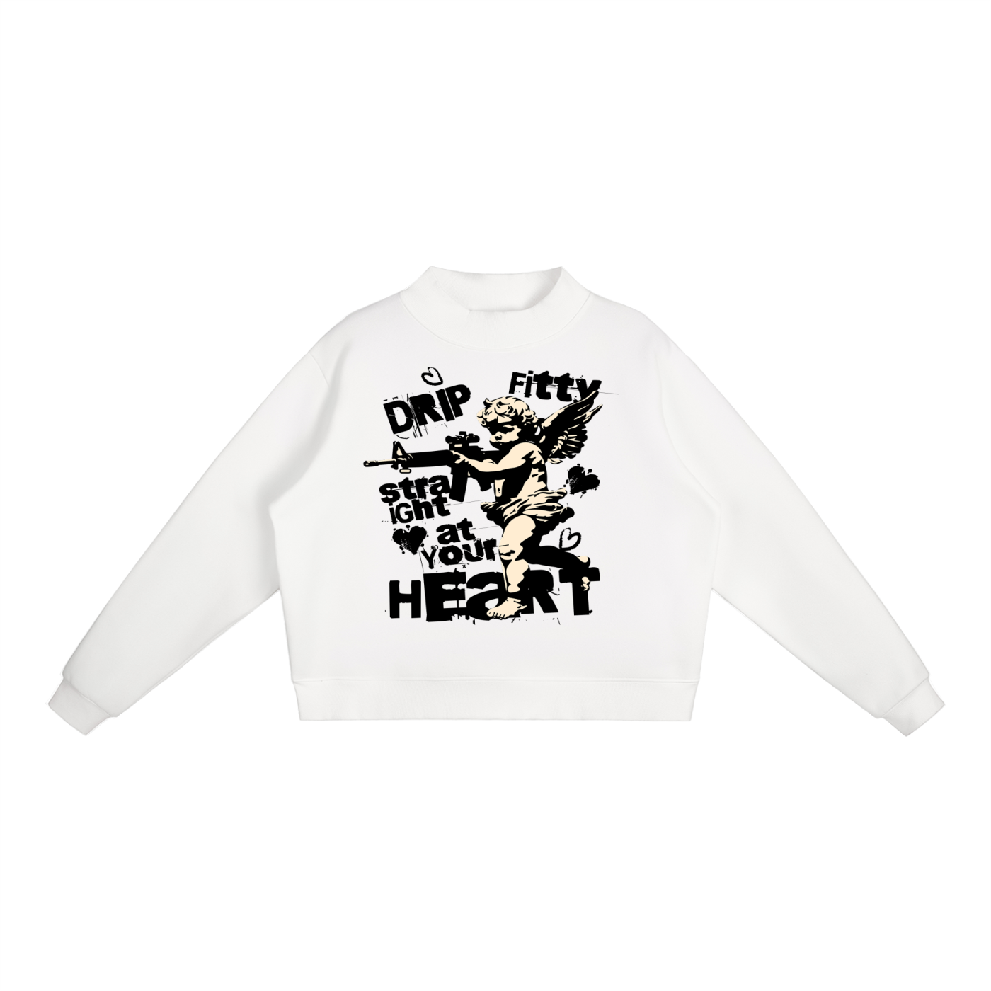 Straight Shot -  Essential Fleece Mock-Neck Crew Sweatshirt
