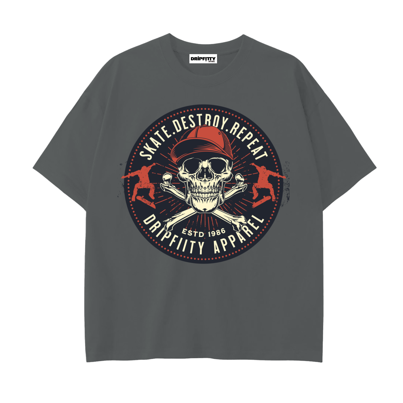 Skate. Destroy. Repeat. - Drop Shoulder Cotton T-Shirt