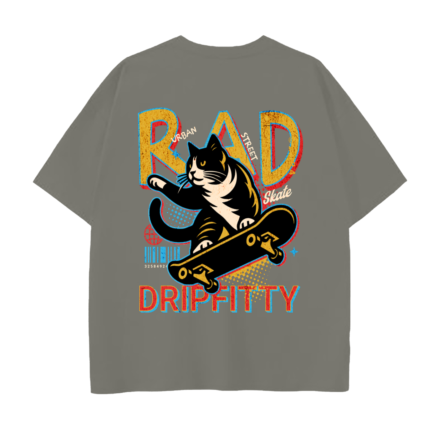 Super Skate Kitty - Drop Shoulder Cotton T-Shirt