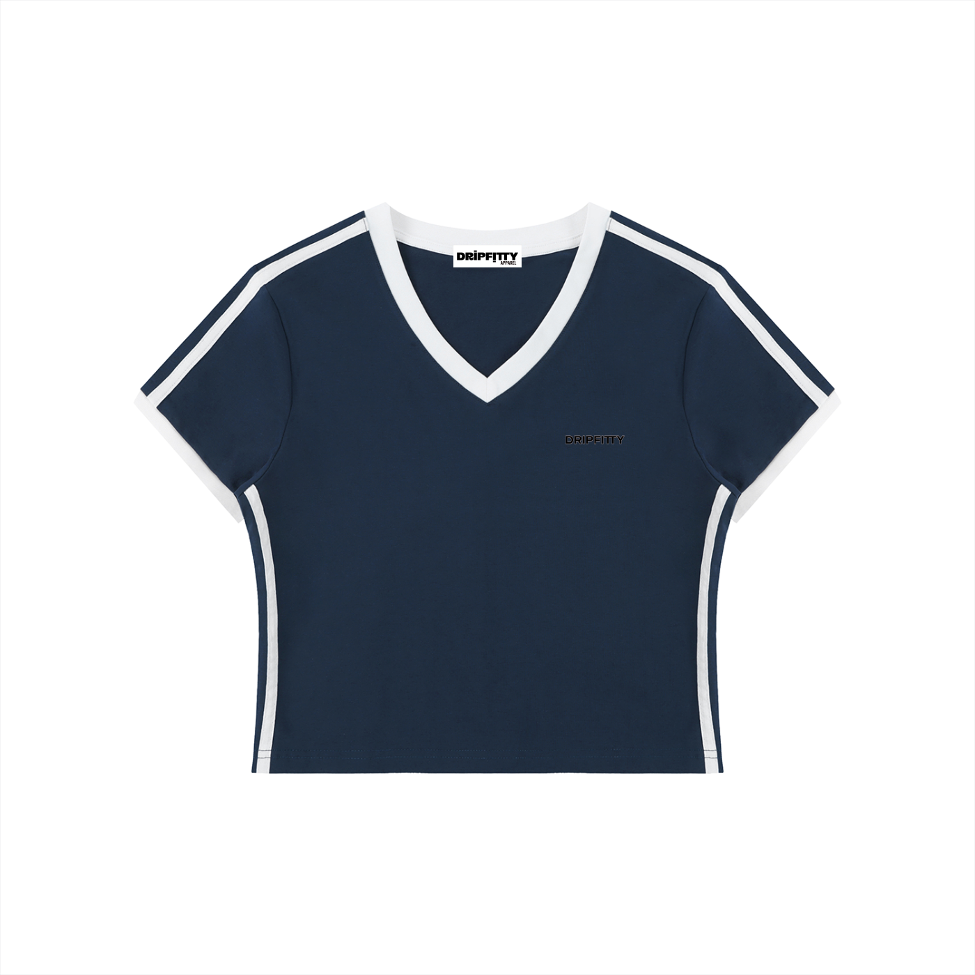 Retro Rewinder - Women's Retro Binding V-Neck Crop T-Shirt