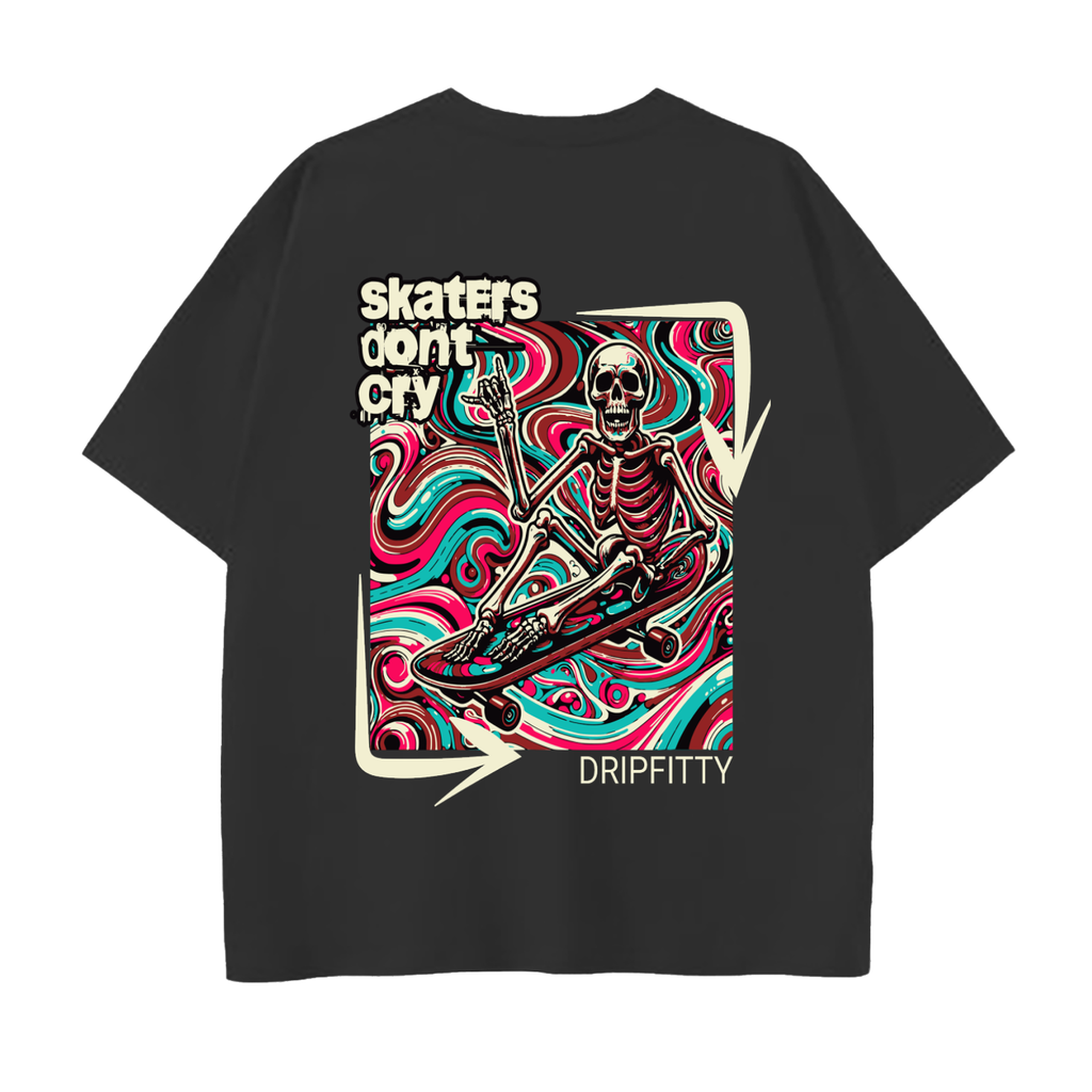 Skaters Don't Cry - Drop Shoulder Cotton T-Shirt