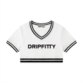 Da Crop Block -Women's Color Block V-Neck Crop T-Shirt