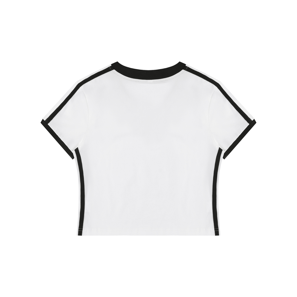 Retro Rewinder - Women's Retro Binding V-Neck Crop T-Shirt