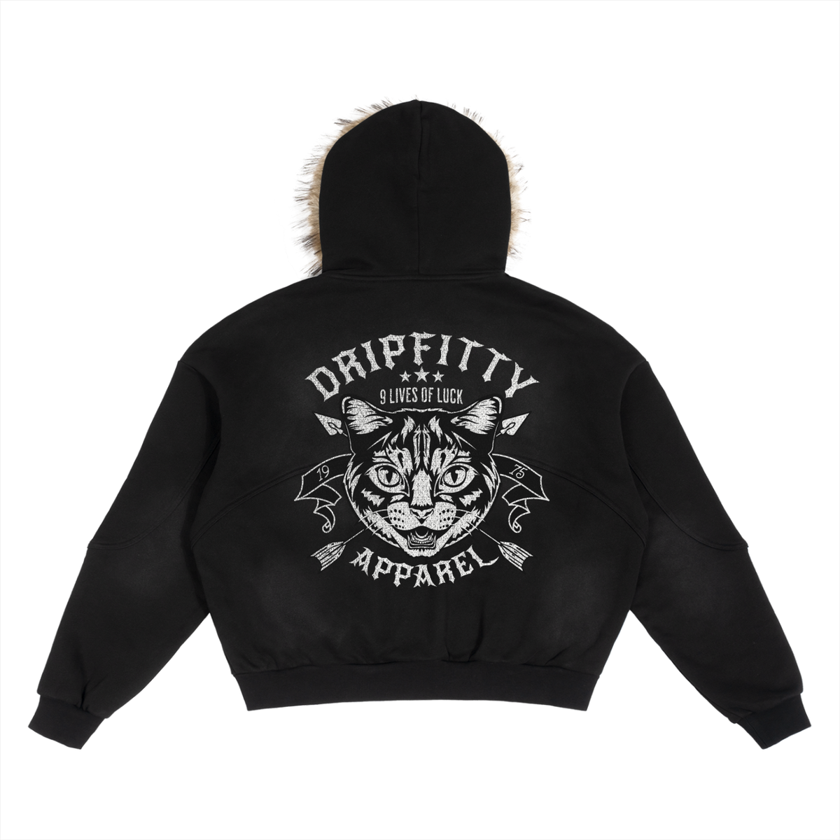 Furious Hoodie - Sun Fade Boxy Detachable Fur Hoodie