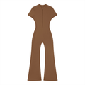 Killing It All Day - Women’s Tight Flared Leg Quarter-Zip Jumpsuit