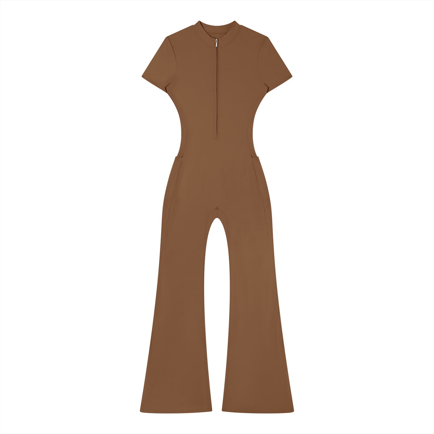 Killing It All Day - Women’s Tight Flared Leg Quarter-Zip Jumpsuit