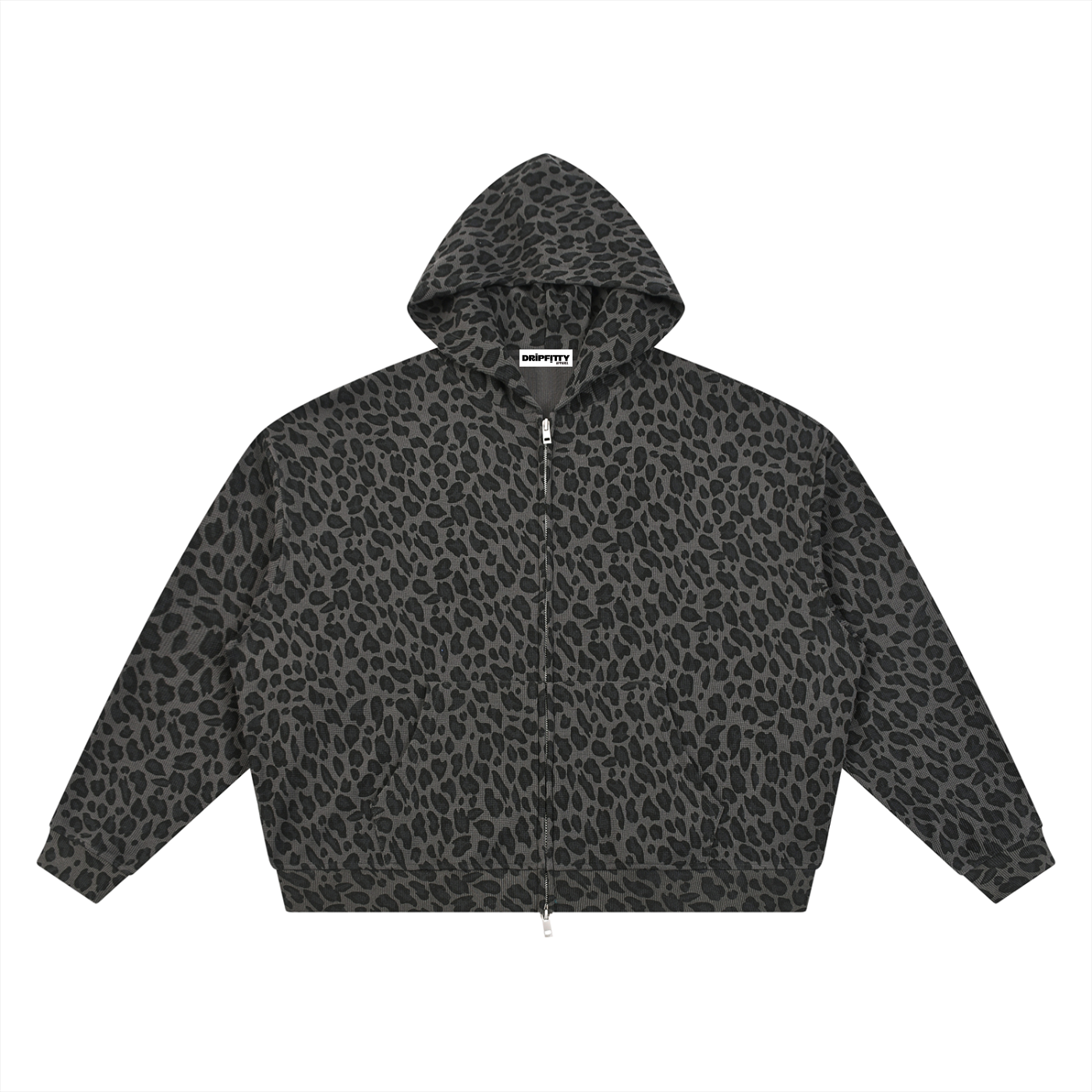 Lucky Leopard -  Unisex Leopard Print Waffle Full Zip Hoodie