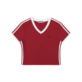 Retro Rewinder - Women's Retro Binding V-Neck Crop T-Shirt