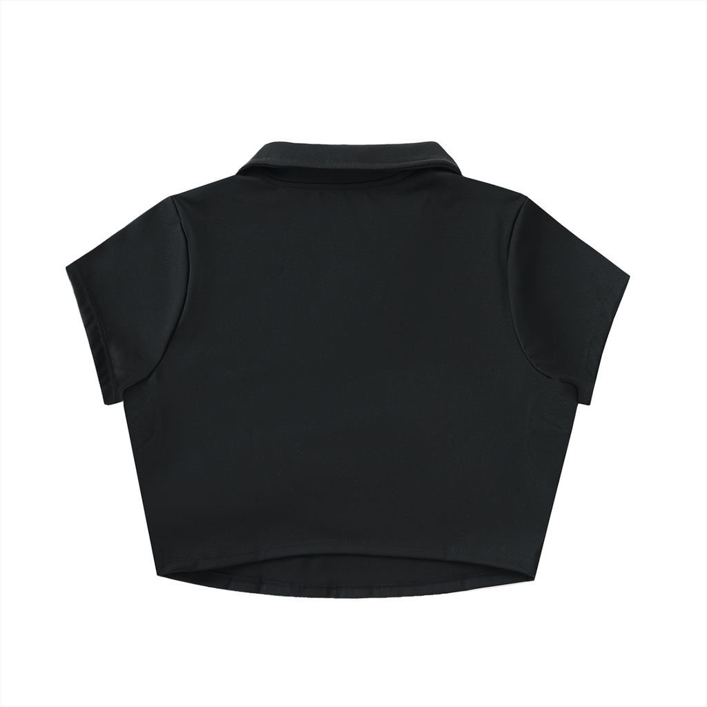 The Lapelly - V-Neck Lapel Crop Top