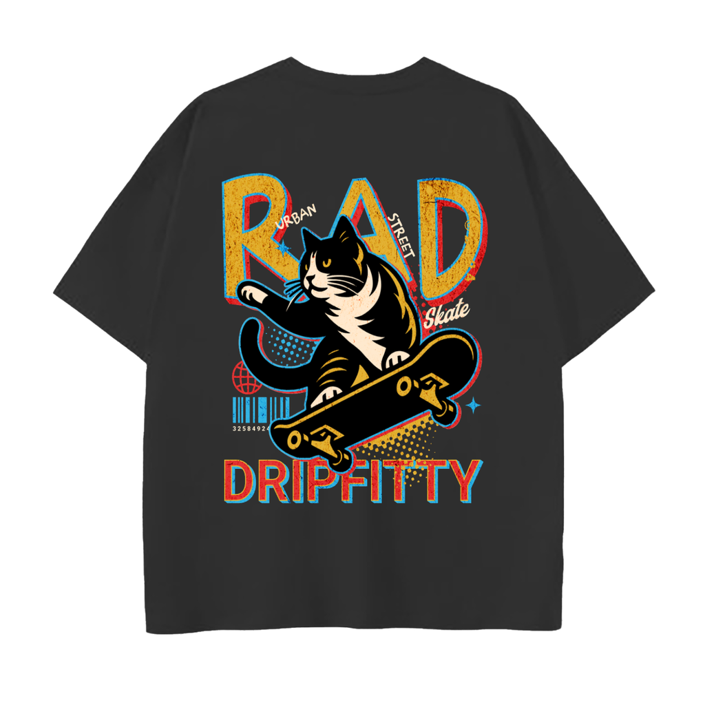 Super Skate Kitty - Drop Shoulder Cotton T-Shirt