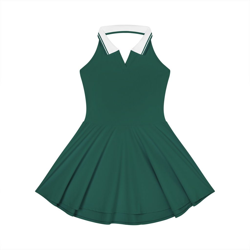 Stylin Vibes - Women's Collared Halter A-Line Tennis Dress