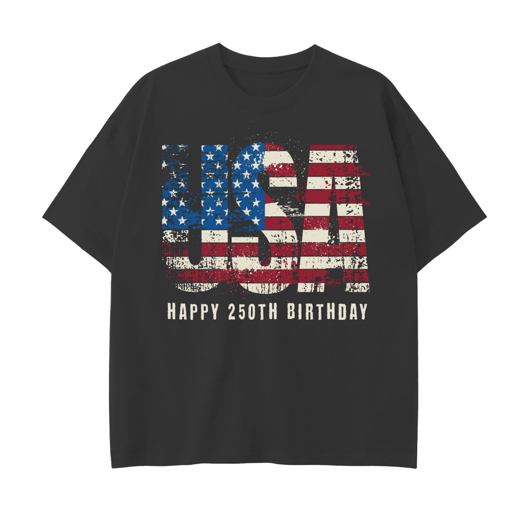 USA 250 Years - Drop Shoulder Cotton T-Shirt