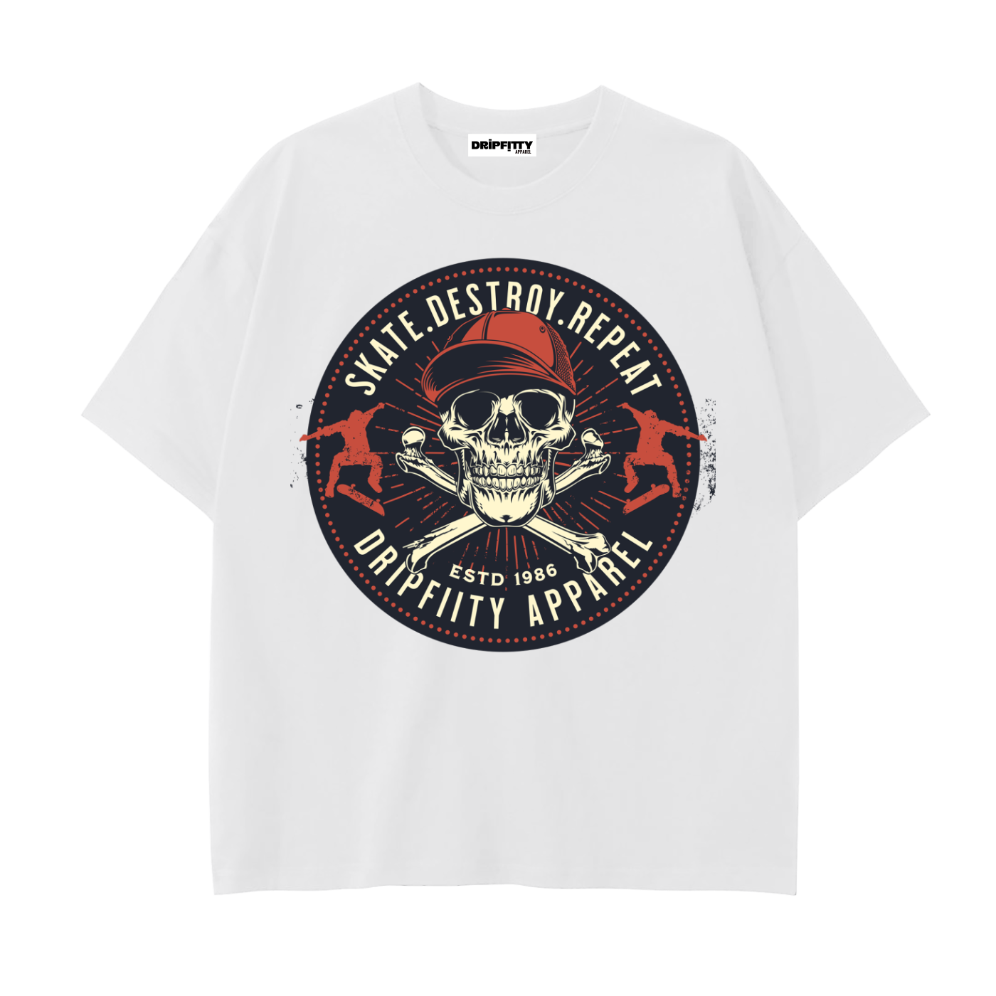 Skate. Destroy. Repeat. - Drop Shoulder Cotton T-Shirt